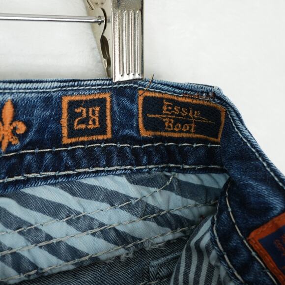 Rock Revival Jeans Womens 28 Blue Low-Rise Bootcut Embellished Essie Y2K Western - Picture 7 of 12